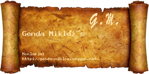 Genda Miklós névjegykártya